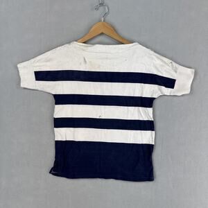 Vintage Smartee Shirt Mens Small Blue Striped Nautical Crewneck Short Sleeve 60s